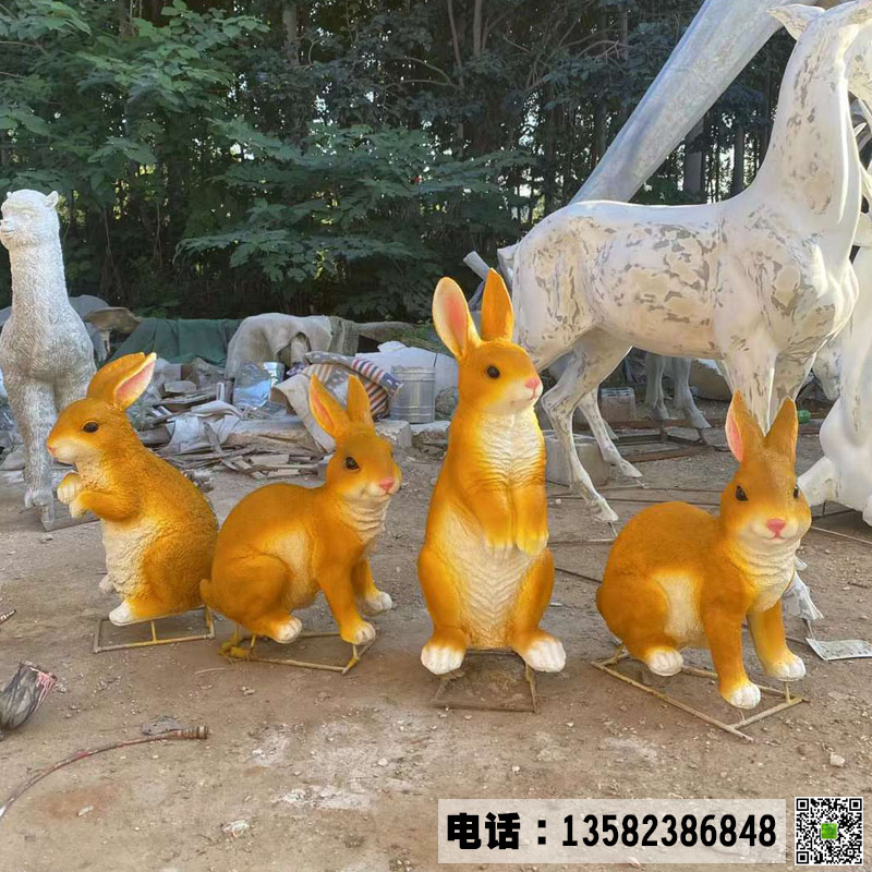 玻璃钢动物雕塑制作厂家,曲阳玻璃钢兔子雕塑图片造型,专业生产玻璃钢雕塑加工定制报价